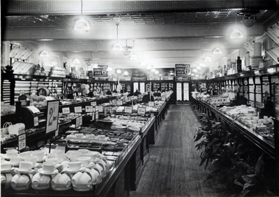 The interior of the F. W. Woolworth store in Maldon, pictured on opening day in June 1932. Whatever the store the layout was uniform to this standard at the time. Click for a larger copy in a new window.