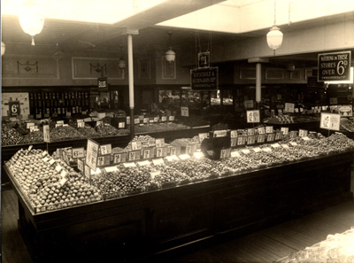 A huge display of Spring bulbs at the Woolworths store in Kilburn, London in the early 1930s. These were sold loose at prices for one old penny for a daffodil to sixpence for a specimen hyacinth. Click for a larger version in a new window.